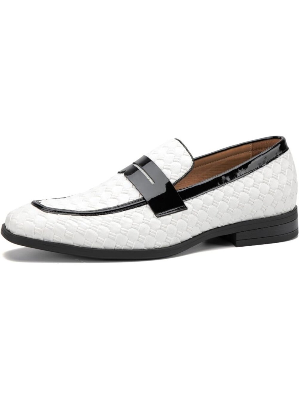 Men's White39 Rubber Velvet Loafers Low Heels Round Toe Tuxedo Wedding Shoes